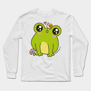 cute frog, kawaii frog cartoon Long Sleeve T-Shirt